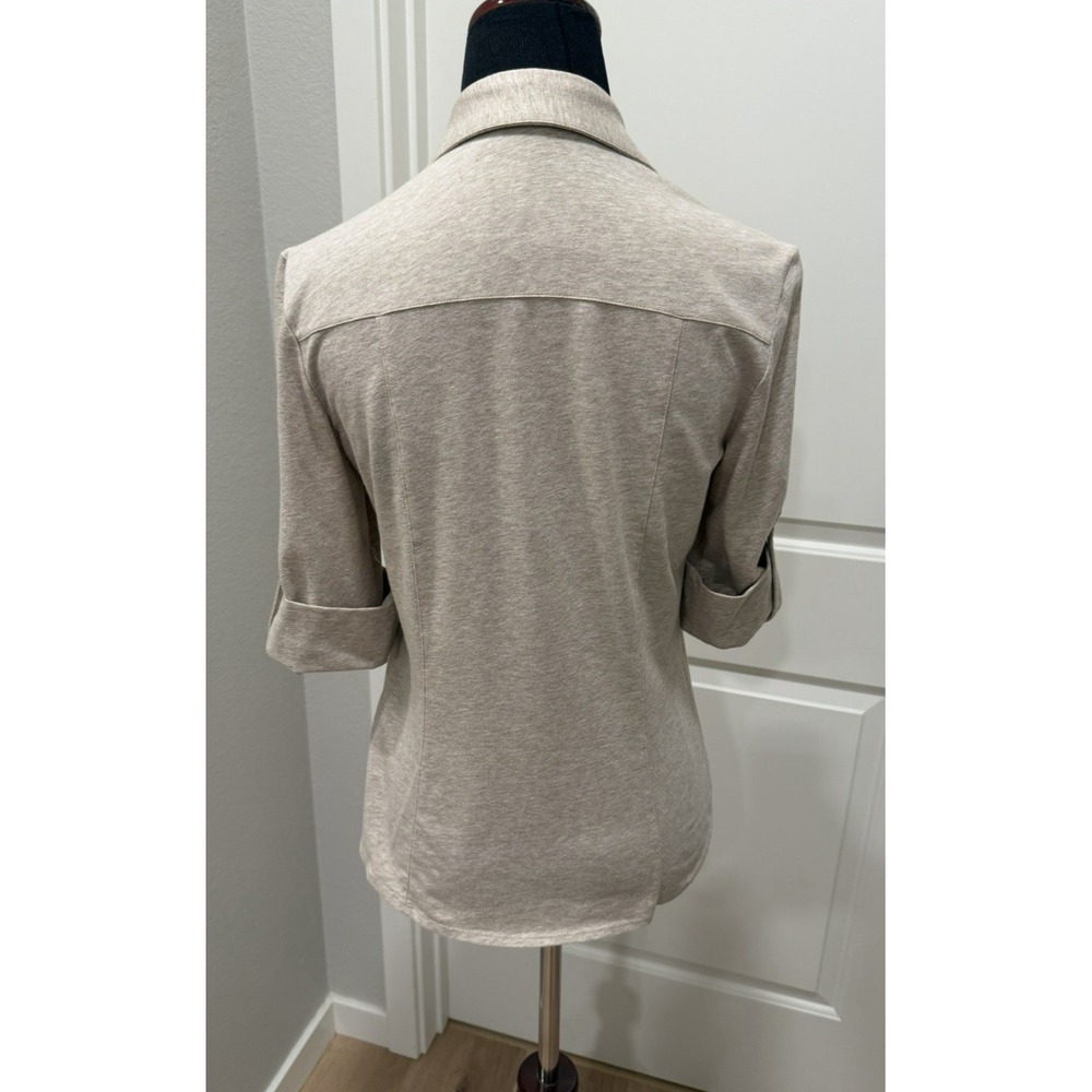 Lafayette 148 Beige Lightweight Camp-Style Shirt Button Down Size P Dry Cleaned - Picture 3 of 6
